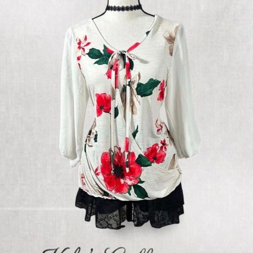 Coquette Classic Floral Boho Top with Tie Front